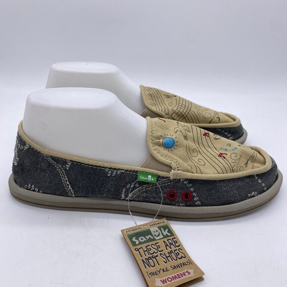 Sanuk Scribble Singing Birds Slip On Shoes Women’s Size 11 Sidewalk Surfer Flats - Picture 2 of 14
